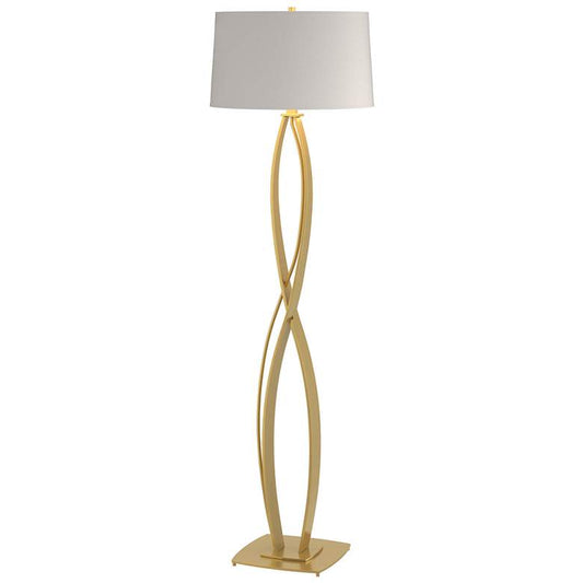 Almost Infinity Floor Lamp - Modern Brass Finish - Flax Shade