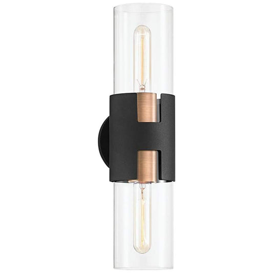 Amado 17" High Textured Black Brass 2-Light Wall Sconce