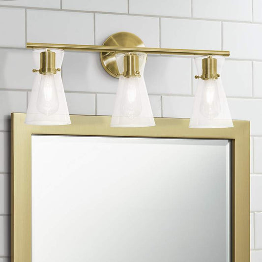 Amanda 22" Wide Satin Brass Metal 3-Light Bath Light