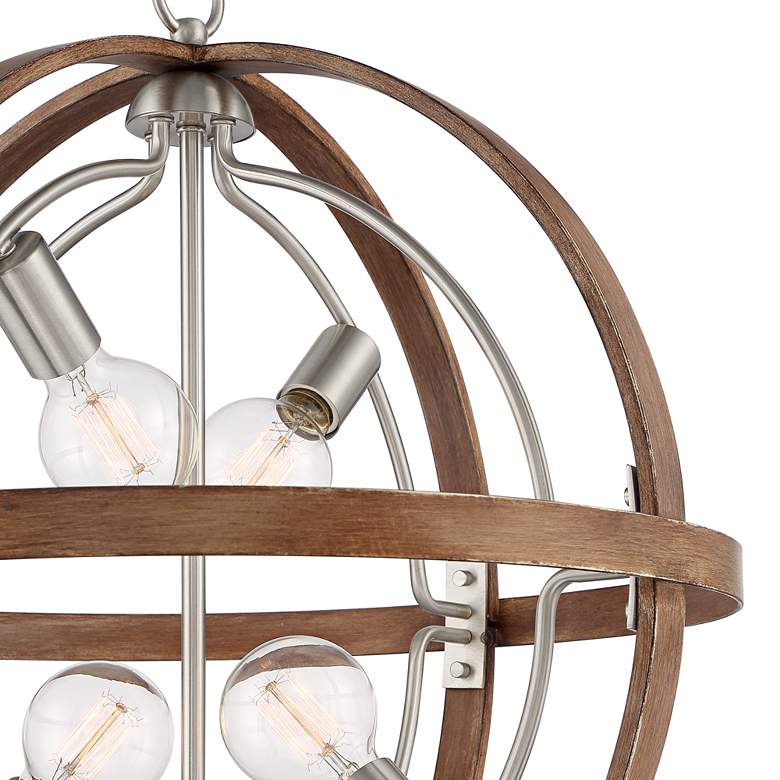 Andi 22 1/2"W Wood Paint Brushed Nickel 4-Light Orb Pendant
