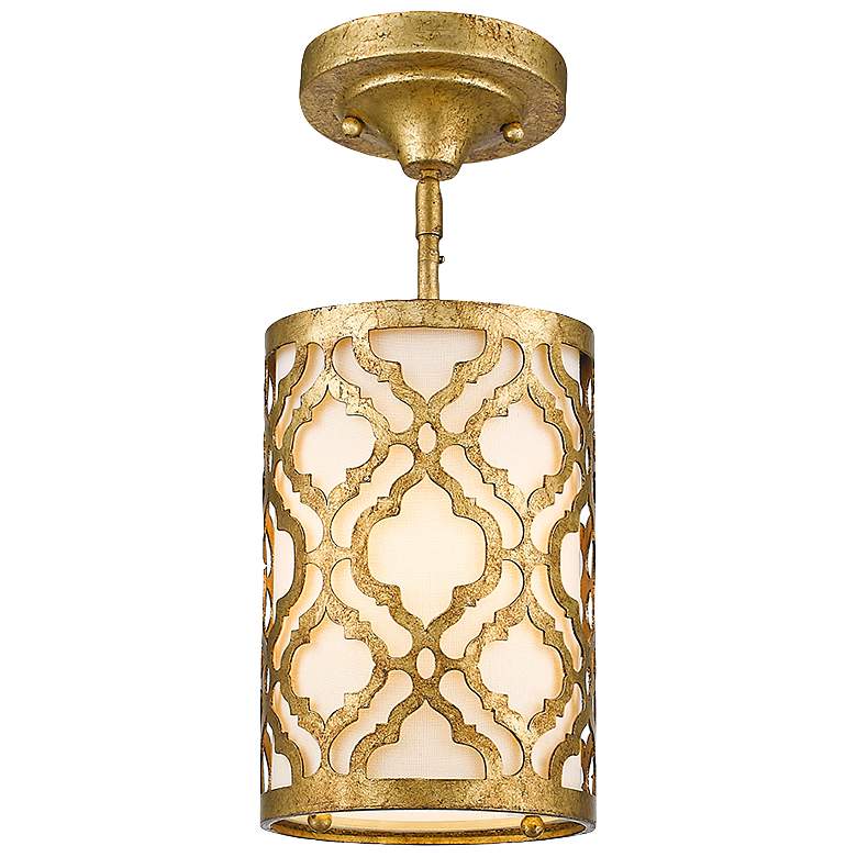 Arabella 6 3/4" Wide Distressed Gold Drum Mini Pendant Light