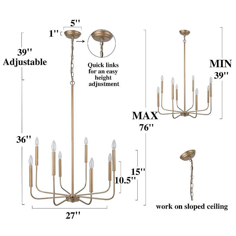 Arlin 26 3/4" Wide Dark Gold 8-Light Candle Chandelier