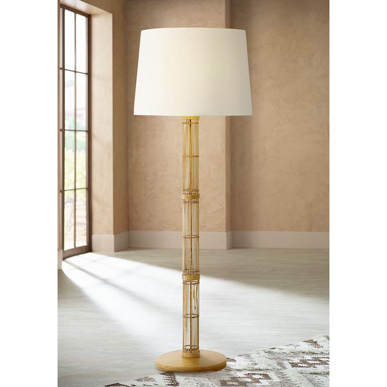 Arteriors Home Panama Natural Rattan Column Floor Lamp