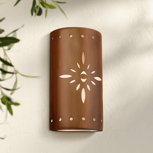 Asavva 17" High Rubbed Copper Ceramic Outdoor Wall Light