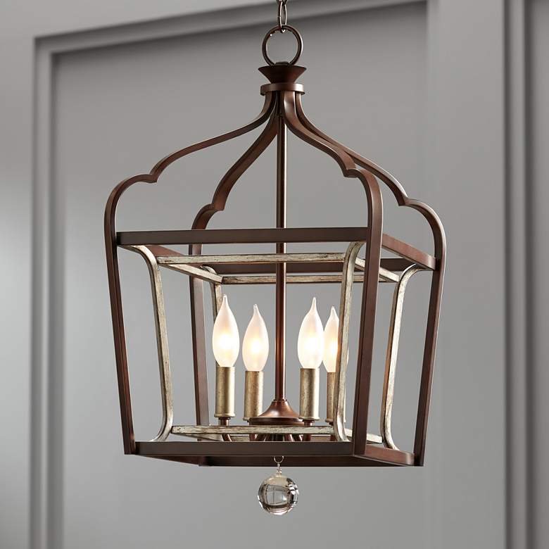 Astrapia 13" Wide Rubbed Sienna 4-Light Foyer Pendant