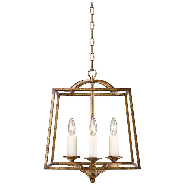 Athena 14 3/4"W Grecian Gold Open Cage Small Foyer Pendant