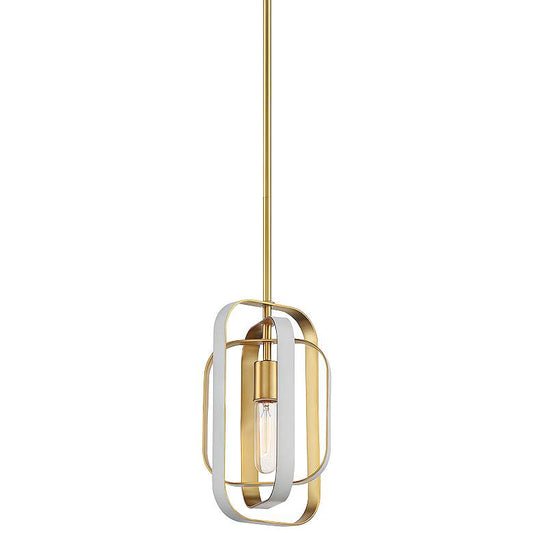 Aureum 7"W Honey Gold and White Open Cage Mini Pendant Light