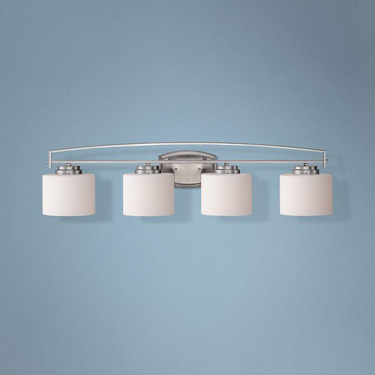 Axel 32 1/2" Wide 4-Light Opal Glass Platinum Bath Light