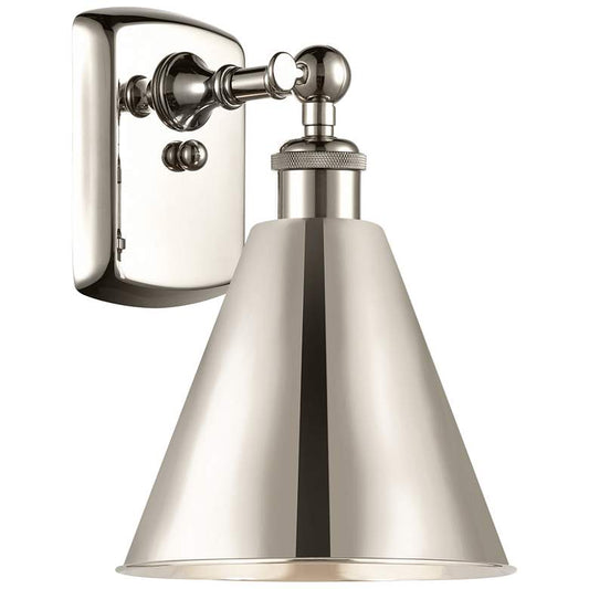 Ballston Cone 8" Incandescent Sconce - Nickel Finish - Nickel Shade