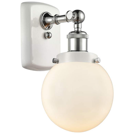 Ballston Urban Beacon 6" Incandescent Sconce - White & Chrome - White