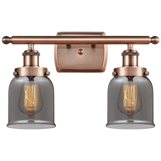 Ballston Urban Bell 5" 2 Light 16" Bath Light - Copper - Smoke Sh