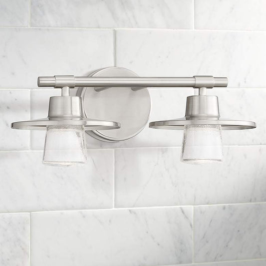 Beacon Avenue 6 1/4"H Brushed Nickel 2-Light LED Wall Sconce