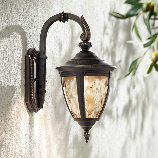 Bellagio 13 1/2" High Bronze Downbridge Outdoor Wall Lights Set of 2