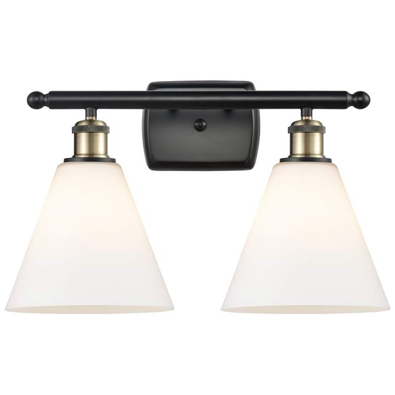 Berkshire 2 Light 18" Bath Light - Black Antique Brass - Matte White