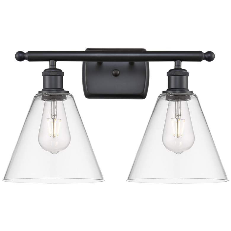 Berkshire 2 Light 18" Bath Light - Matte Black - Clear Shade