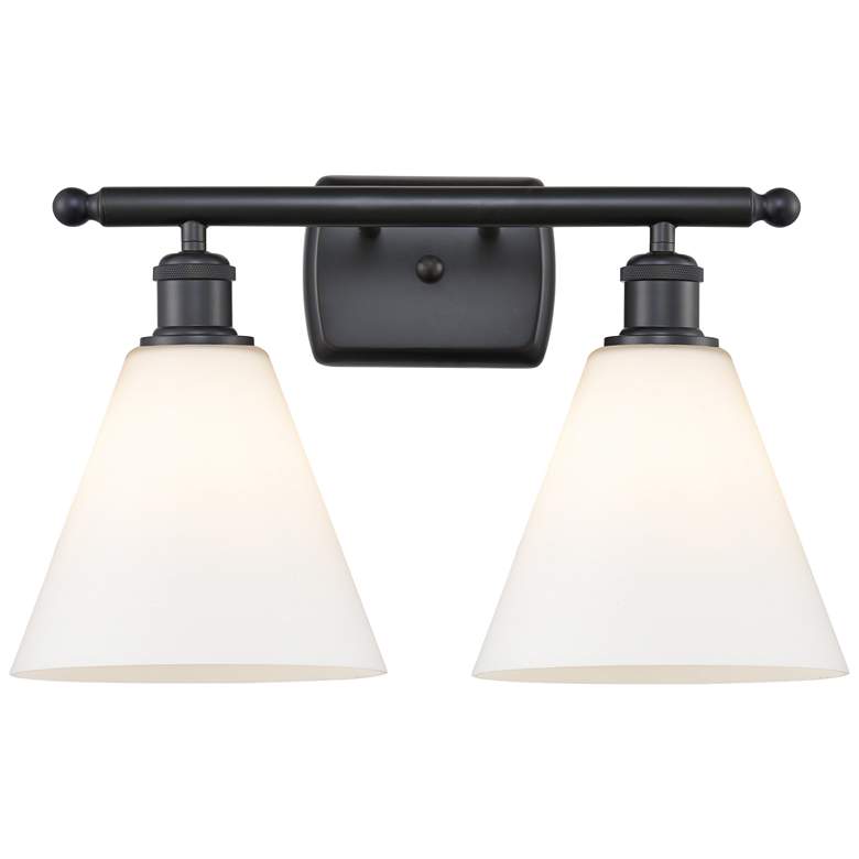 Berkshire 2 Light 18" Bath Light - Matte Black - Matte White Shade