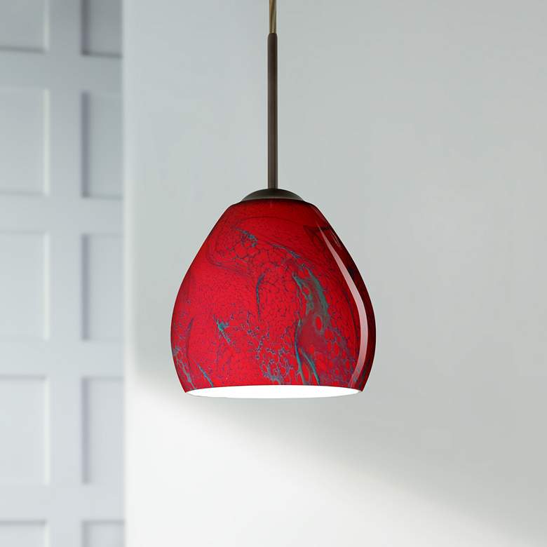 Besa Bolla 5 3/4" Wide Bronze Magma Glass LED Mini Pendant