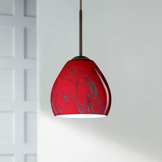 Besa Bolla 5 3/4" Wide Bronze Magma Glass LED Mini Pendant