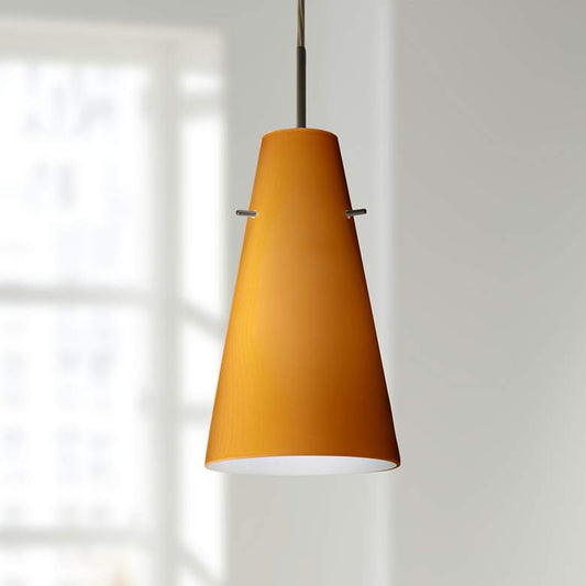 Besa Cierro 5 2/3" Wide Amber Glass Bronze LED Mini Pendant