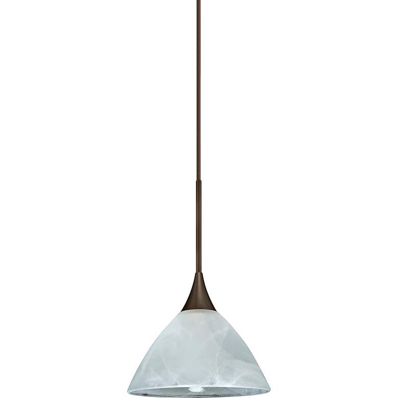 Besa Domi 5" Wide Bronze Marble Glass Mini Pendant