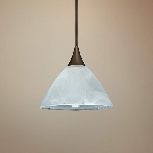 Besa Domi 5" Wide Bronze Marble Glass Mini Pendant