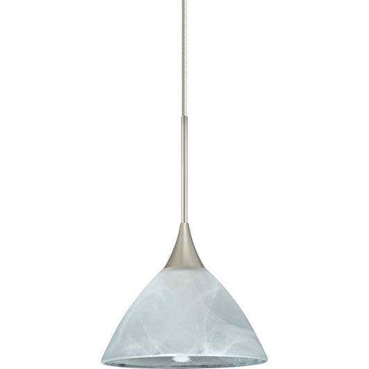 Besa Domi 5" Wide Satin Nickel Marble Glass Mini Pendant