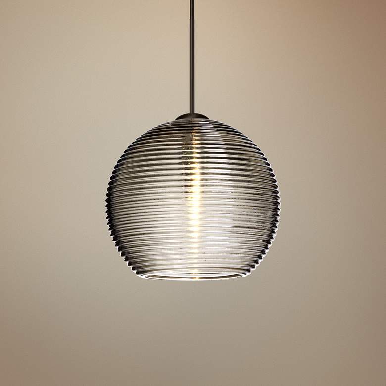 Besa Kristall 6" Wide Bronze Smoke Glass Mini Pendant