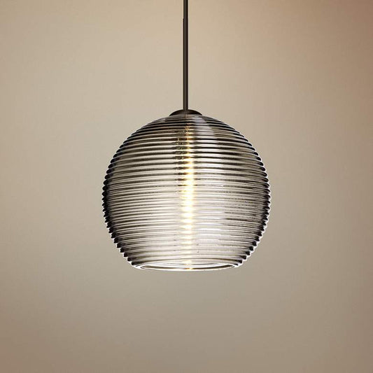 Besa Kristall 6" Wide Bronze Smoke Glass Mini Pendant