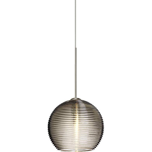 Besa Kristall 6" Wide Satin Nickel Smoke Glass Mini Pendant