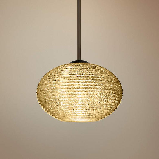 Besa Lasso 4 3/4"W Bronze Gold Glitter Glass Mini Pendant