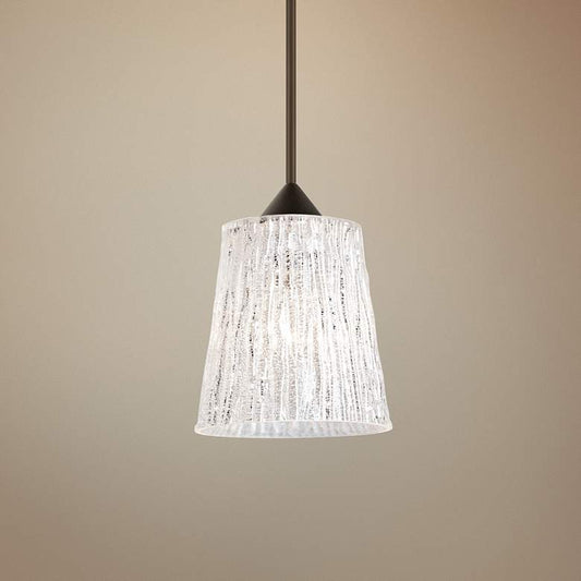 Besa Nico 4 3 1/2"W Bronze Glitter Stone Glass Mini Pendant