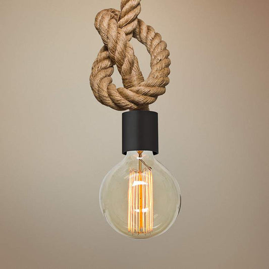 Besa Solo 2" Wide Knotted Rope Black Mini Pendant