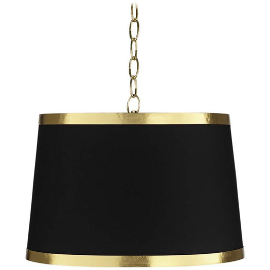 Black and Gold Metallic 15" Wide Antique Brass Pendant Light