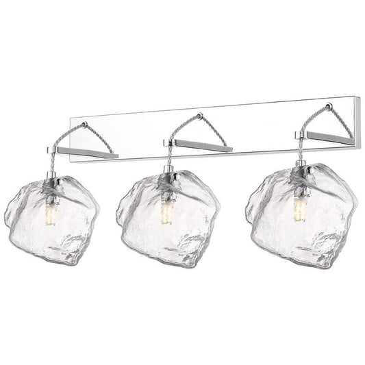 Boulder - 3-Light Wall/Vanity Fixture - Matte Chrome Finish - Clear Glass