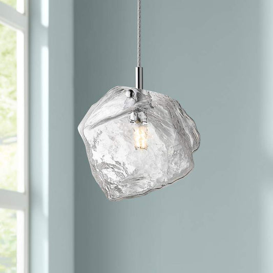 Boulder 6 3/4"W Polished Nickel and Glass LED Mini Pendant