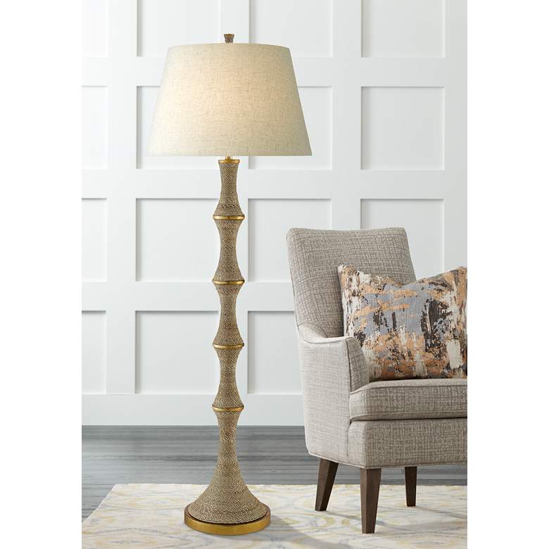 Bourgeon Natural Rope and Dark Gold Leaf Floor Lamp