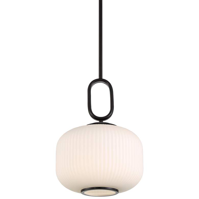 Braxton 12" Wide Semi Gloss Black Opal Glass Mini Pendant