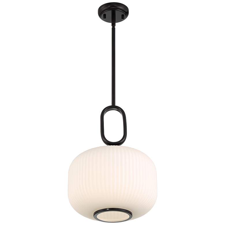 Braxton 12" Wide Semi Gloss Black Opal Glass Mini Pendant