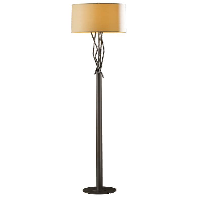 Brindille Floor Lamp - Dark Smoke Finish - Doeskin Suede Shade