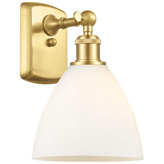 Bristol Glass 7.5" 8" LED Sconce - Gold Finish - Matte White Shade