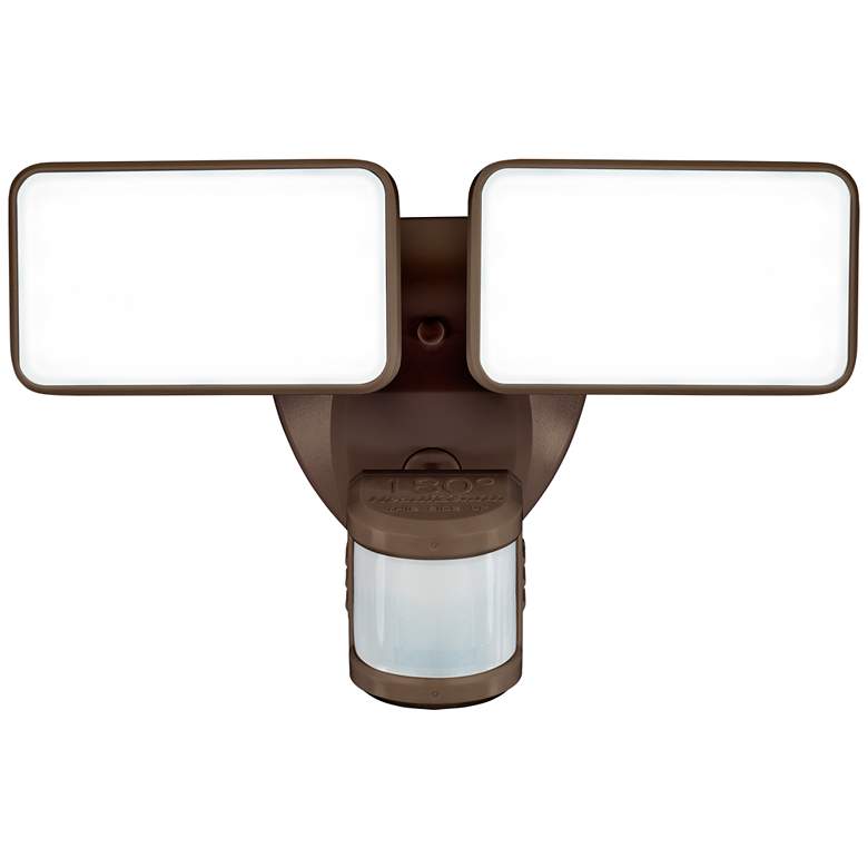 Bronze Motion Sensor 8 1/2" Wide Adjustable 2-Head LED Security Light