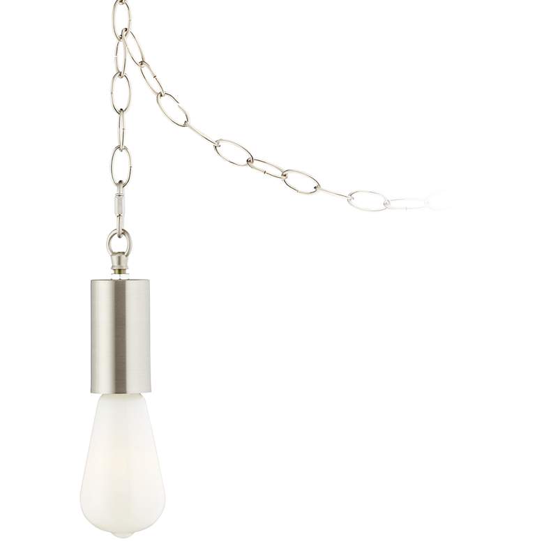 Brushed Nickel Plug-In Hanging Swag Chandelier with Milky ST21 LED Bulb