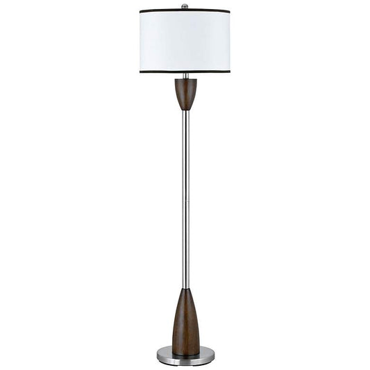 Brushed Steel and Faux Wood Floor Lamp
