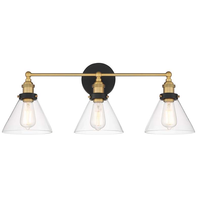 Burke 28" Wide Black and Brass Bath Light