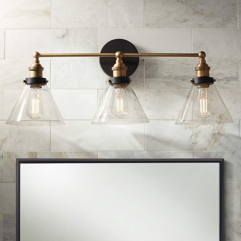 Burke 28" Wide Black and Brass Bath Light