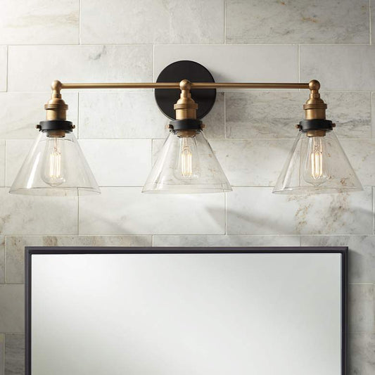 Burke 28" Wide Black and Brass Bath Light