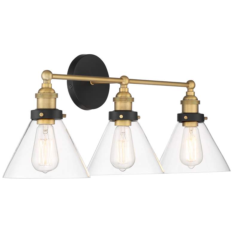 Burke 28" Wide Black and Brass Bath Light