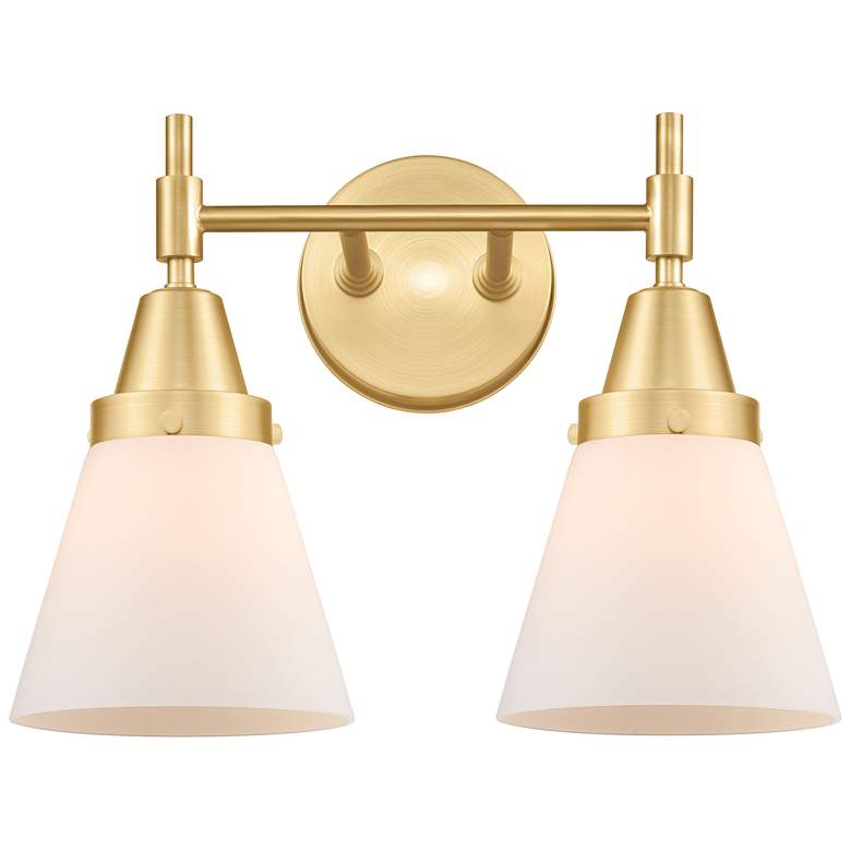 Caden Cone 6" 2 Light 15" Bath Light - Satin Gold - Matte White S