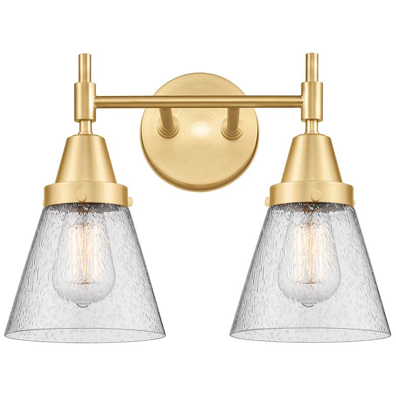 Caden Cone 6" 2 Light 15" Bath Light - Satin Gold - Seedy Shade