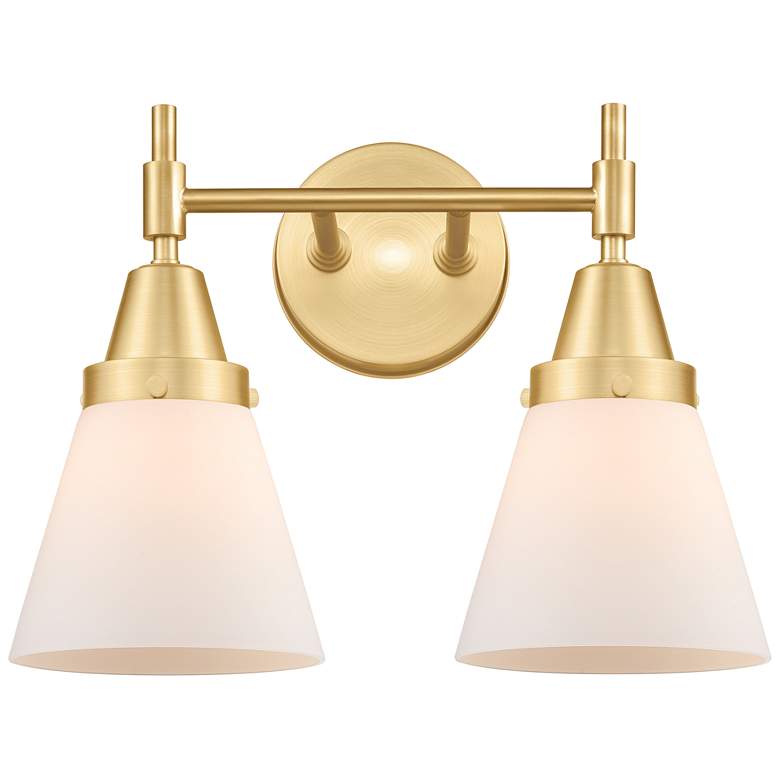 Caden Cone 6" 2 Light 15" LED Bath Light - Satin Gold - Matte White